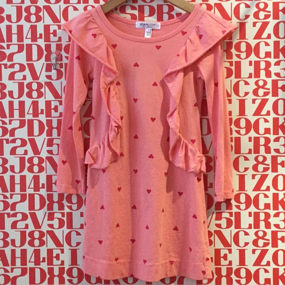 Joah Love Heart Print Ruffled Dress, NEW WITH TAGS
